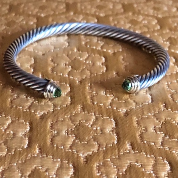 David Yurman Jewelry - David Yurman Classic Cable Bracelet in Sterling Silver w/14K Gold & Peridot